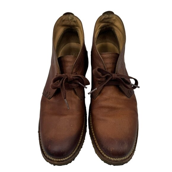 Frye Phillip Crepe Chukka Boots Brown Leather Mens Size 10D With Lace-Up Closure - Picture 2 of 12